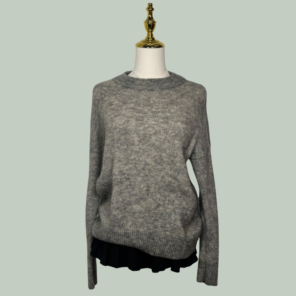 h&m gray mohair wool knit sweater quiet luxury minimalist city chic gorpcore Y2K